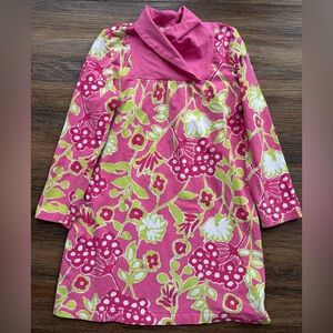 Lilly Pulitzer Pink and Green Floral Dress 4-5y